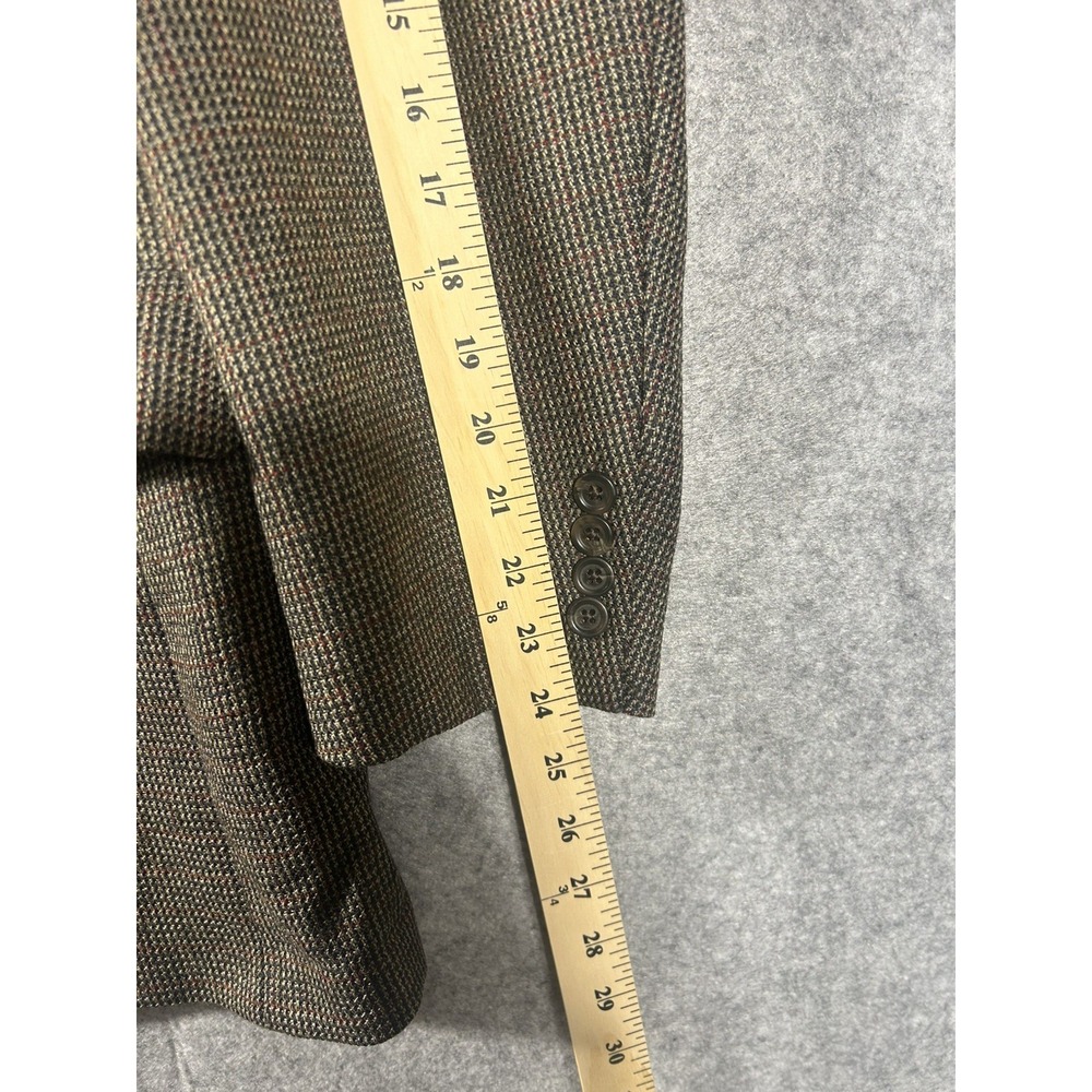 Vintage Tommy Hilfiger Union Made Canada Wool Tweed Blazer Brown Houndstooth 42R - Picture 13 of 16